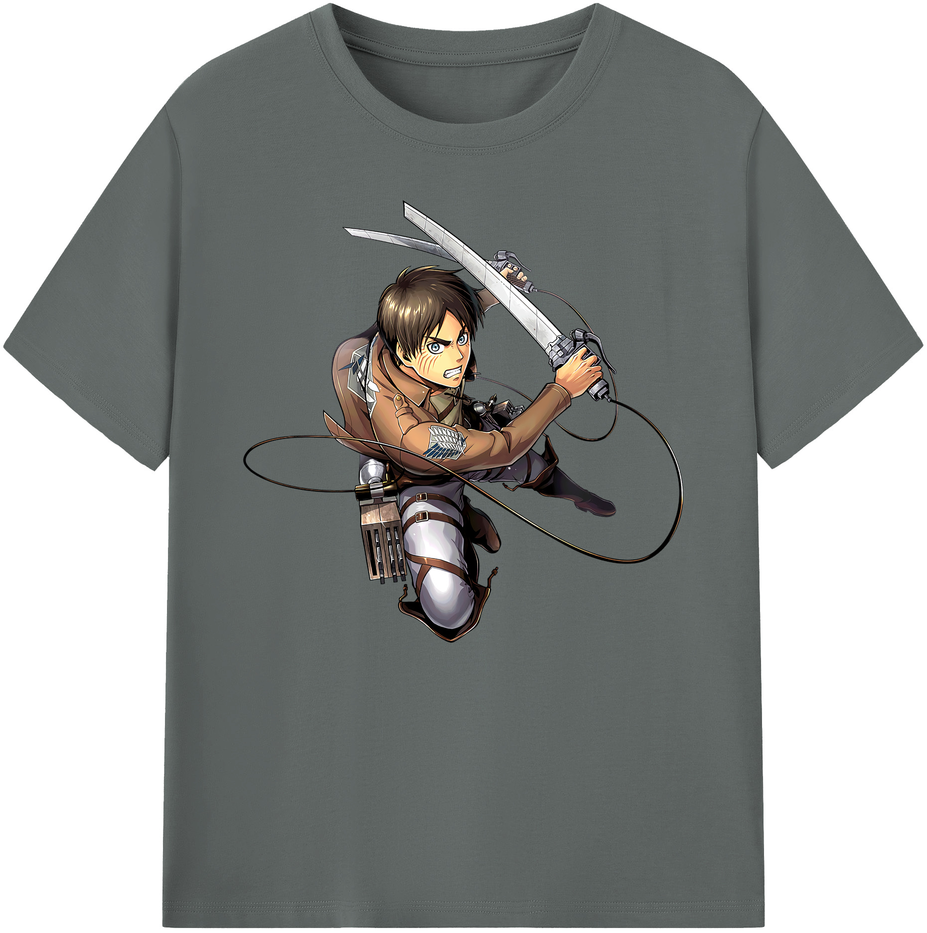（画像用） 進撃の巨人 エレン･イェーガー Attack on Titan Eren Jäger 綿100％ メンズ半袖Tシャツ｜肌触りやわらか＆通気性